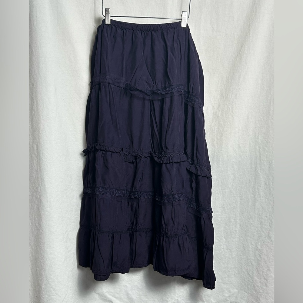 Sold! Dark purple maxi skirt with lace trim and ruffles #gothic #whimsygoth
